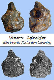 Meteorite Electrolysis - Meteorite Before & After Photo